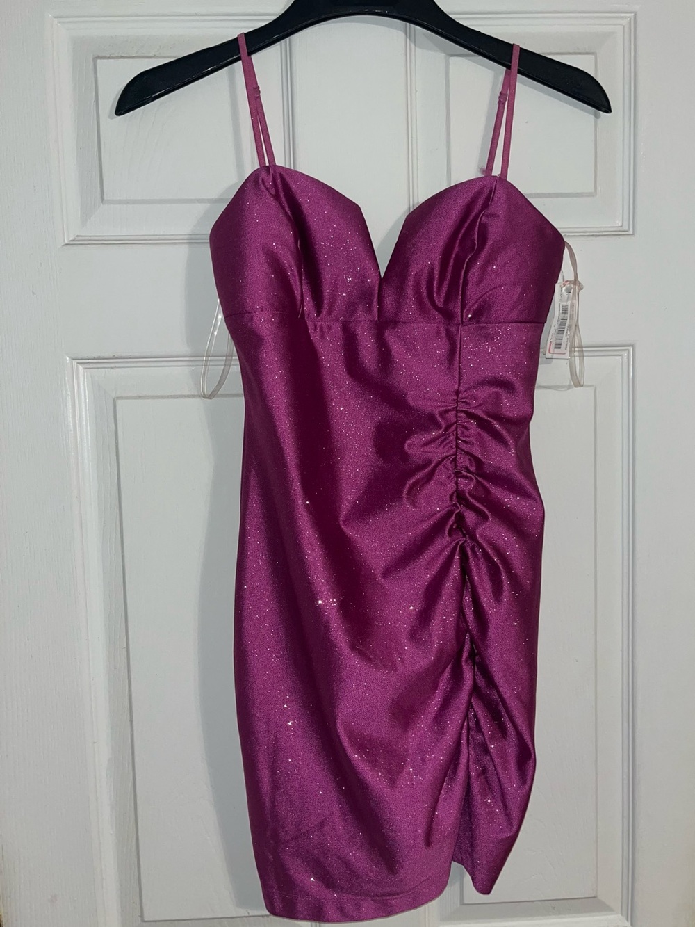 Honey and Rosie shimmer runched bodycon mini dress